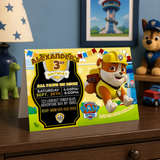 Editable Rubble Paw Patrol Party Invitation
