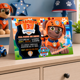 Editable Zuma Paw Patrol Party Invitation