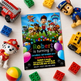 Editable Chalkboard-Style Paw Patrol Party Invitation