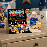 Editable Paw Patrol Chalkboard Party Invitation with Photo