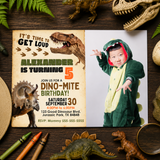 Personalized Realistic Dinosaur Birthday Invitation with Photo