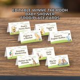 Editable Classic Winnie-the-Pooh Tented Food/Place Cards