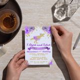 Purple Dinosaur Princess Birthday Invitation