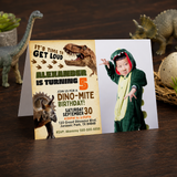 Personalized Realistic Dinosaur Birthday Invitation with Photo