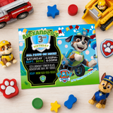 Editable Rex Paw Patrol Party Invitation