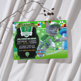 Editable Rocky Paw Patrol Party Invitation