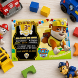 Editable Rubble Paw Patrol Party Invitation