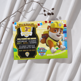 Editable Rubble Paw Patrol Party Invitation