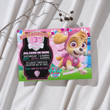 Editable Skye Paw Patrol Party Invitation