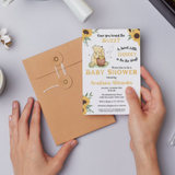 Sunflower Winnie the Pooh Baby Shower Invitation Set