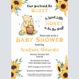 Sunflower Winnie the Pooh Baby Shower Invitation Set