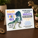 Three-Rex Dinosaur 3rd Birthday Invitation