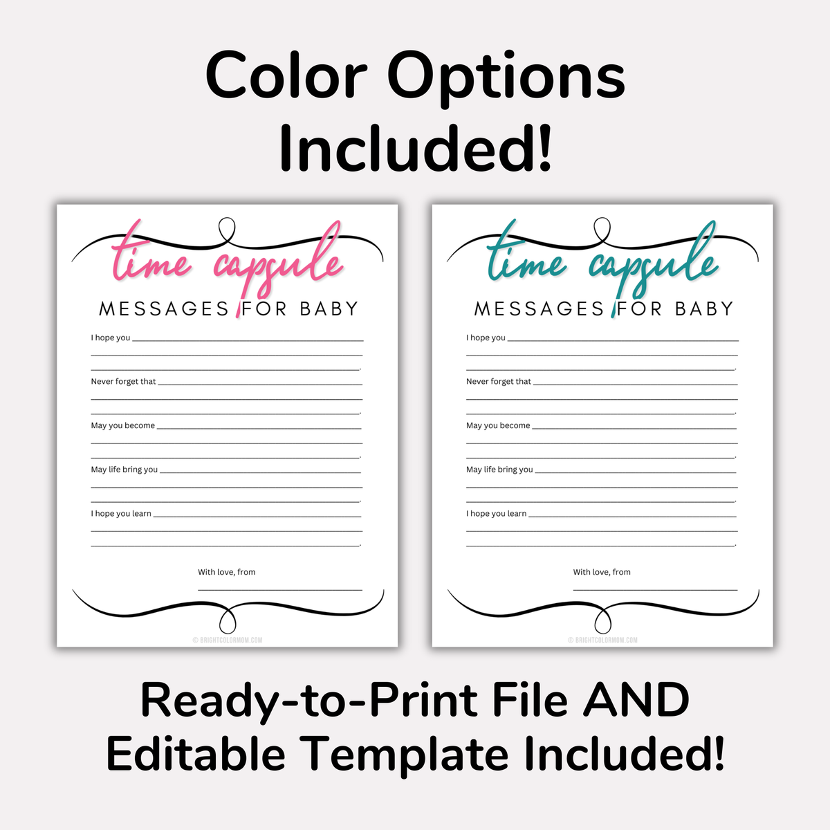 Time Capsule Messages for Baby Shower Activity – Bright Color Mom Shop