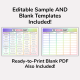 Toy Rotation Chart Template