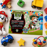 Editable Tracker Paw Patrol Party Invitation