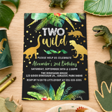 Two Wild Dinosaur 2nd Birthday Invitation