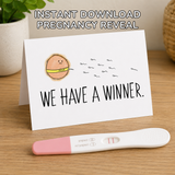 We Have a Winner Printable Pregnancy Reveal Card