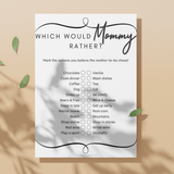 Which Would Mommy Rather Baby Shower Game