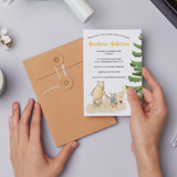 Simple Woodland Winnie the Pooh Baby Shower Invitation Set