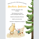 Simple Woodland Winnie the Pooh Baby Shower Invitation Set