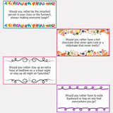 Would You Rather Questions for Kids Cards and Sheets