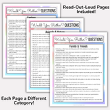 Would You Rather Questions for Kids Cards and Sheets