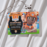 Editable Zuma Paw Patrol Party Invitation