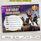 FREE Printable Fortnite Battle Royale Birthday Invitation