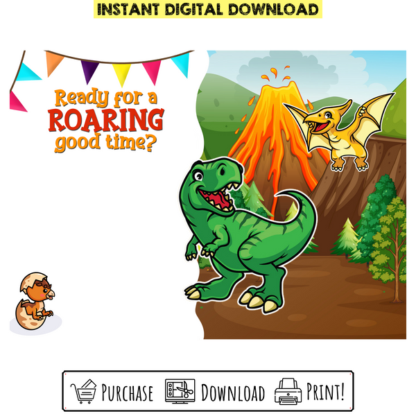 Custom Printable Roaring Good Time Dinosaur Birthday Invitation – Bright Color Mom Shop custom-printable-roaring-good-time-dinosaur-birthday-invitation-bright-color-mom-shop