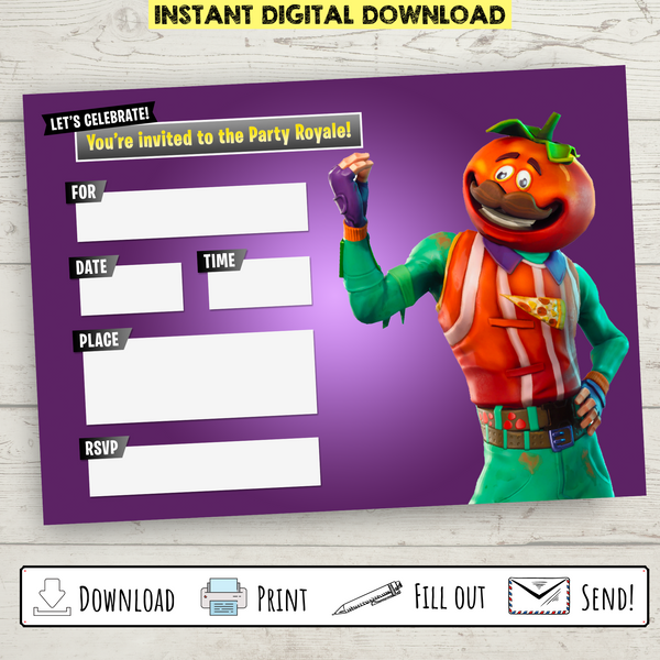 FREE Printable Tomatohead Fortnite Party Invitation – Bright Color Mom Shop free-printable-tomatohead-fortnite-party-invitation-bright-color-mom-shop