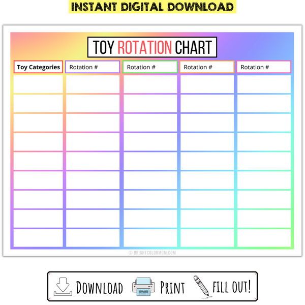 Toy Rotation Chart Printable