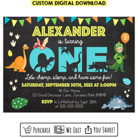 Custom Printable Baby Dinosaur 1st Birthday Invitation