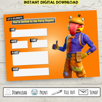 FREE Printable Beef Boss Fortnite Party Invitation