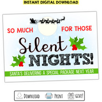 So Much for Those Silent Nights Printable Pregnancy Announcement Christmas Card