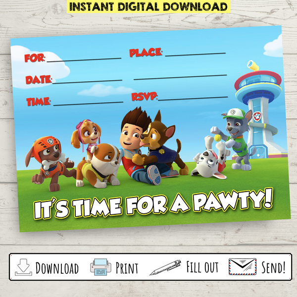 printable-simple-paw-patrol-party-invitation-bright-color-mom-shop for Paw Patrol Invitations Free Printable Printable Simple Paw Patrol Party Invitation – Bright Color Mom Shop for Paw Patrol Invitations Free Printable