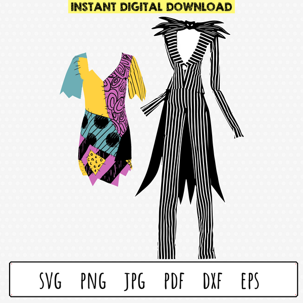 Sally Dress Pattern and Jack Suit SVG Bright Color Mom Shop