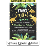 Custom Printable 2nd Birthday Dinosaur Invitation