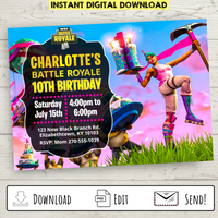 FREE Printable Fortnite Birthday Party Invitation