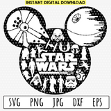 Mickey Mouse Head Star Wars Silhouettes SVG